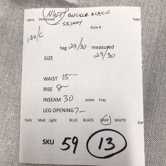 NWT BUCKLE BLACK Jeans Men 29x30 Skinny Gray Distressed Biker Skate Club - Picture 16 of 16